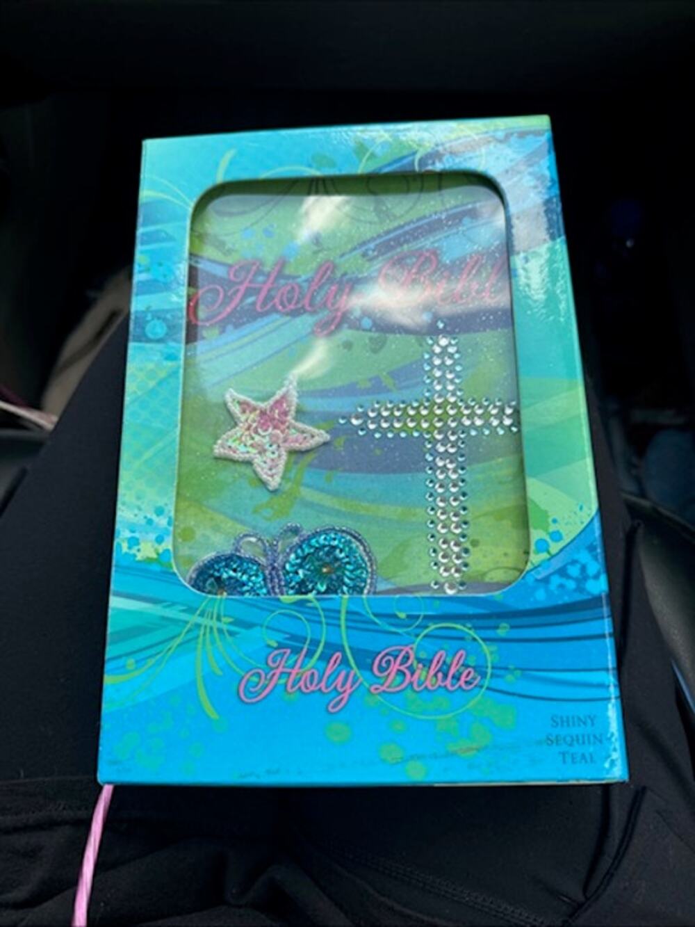 Tommy Nelson ICB Shiny Sequin Teal Teen BIBLE 2011 Leather Touch 12 Point NOS